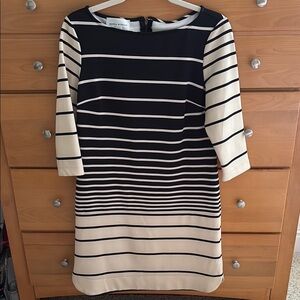 Donna Morgan Black and White Sheath Dress 3/4 Sleeve